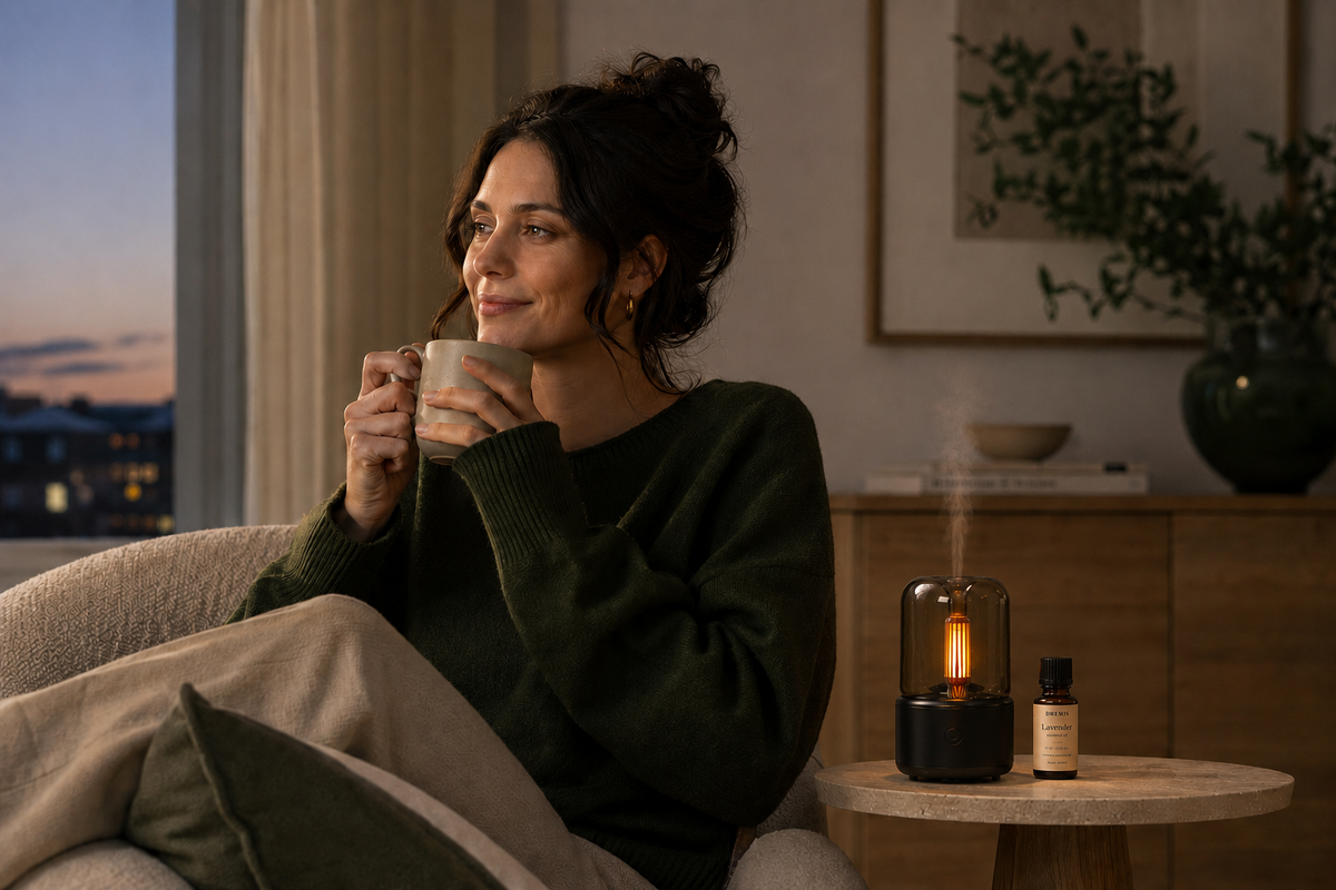 A calm evening aromatherapy ritual at home