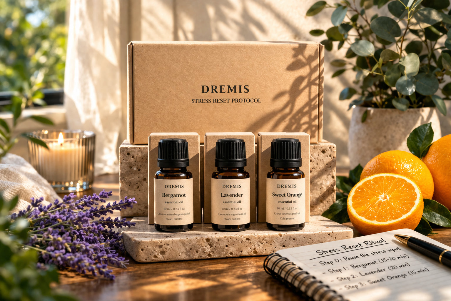Reset tension with a full calming blend